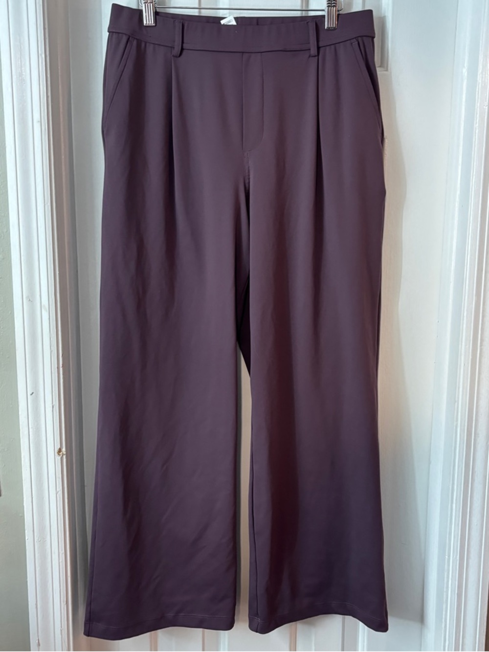 HALARA Women's Wide Leg Trousers in Deep Plum